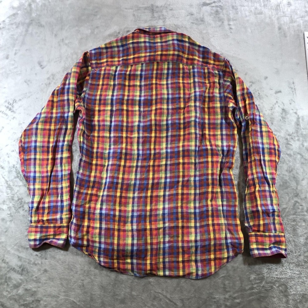 Bugatchi Uomo Shirt Mens Medium Multicolor Linen Long Sleeve Button Front - Picture 15 of 16